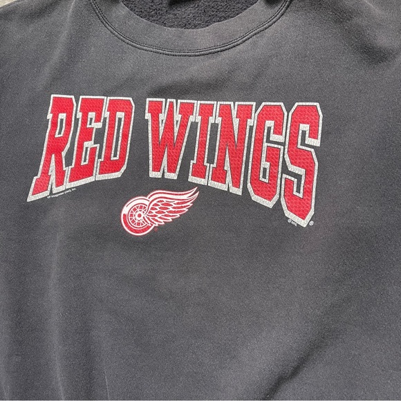 Vintage Detroit Red Wings Crewneck Sweatshirt Black Red - Picture 5 of 7